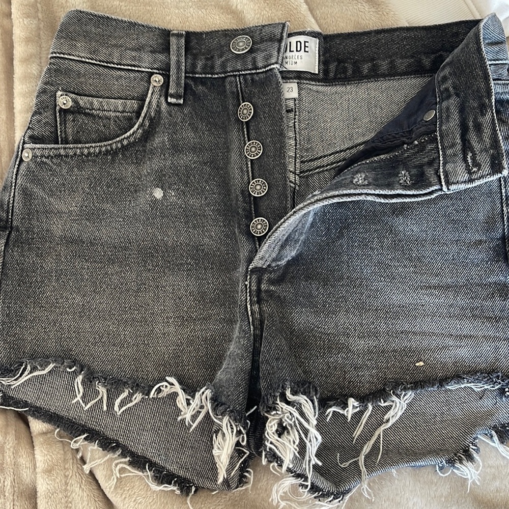 Agolde black denim jean shorts